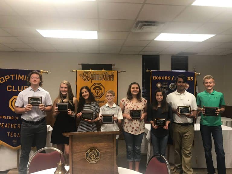 Hall and Tison Middle School Optimist Boy and Girl of the Month - Weatherford Optimist Club